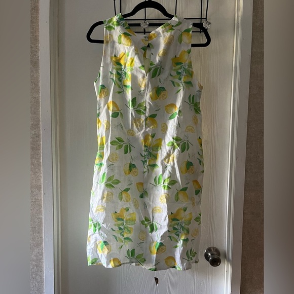 Cento Lino - 100% linen Sleeveless Lemon Print Midi Dress - Picture 6 of 8